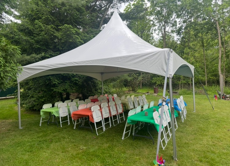 Package #3 (48 Chairs, 20x20 High Peak Tent, 6 Rectangle Tab